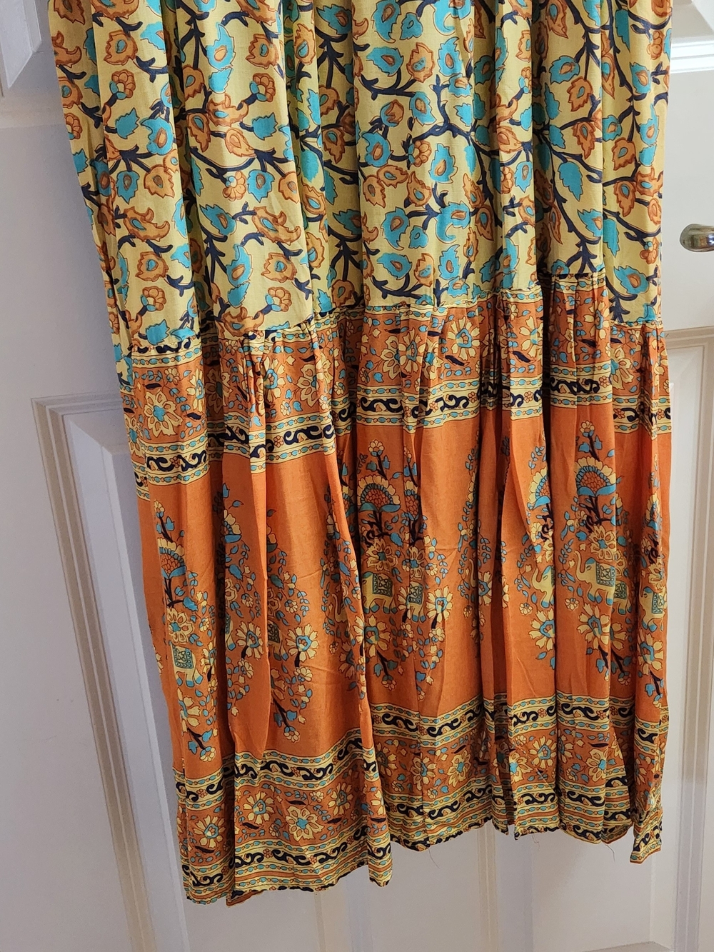 Sleeveless Floral Maxi Dress in Teal and Rust - Picture 10 of 14